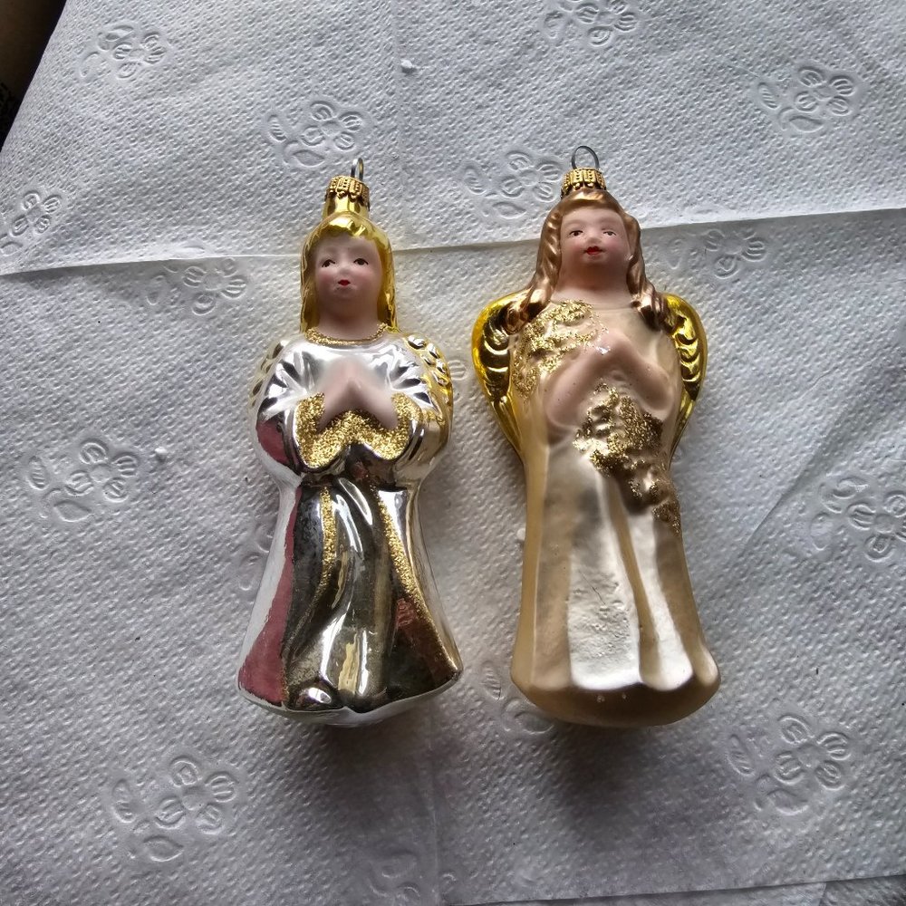 Pair of Christmas angle ornaments